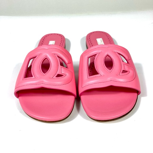 *SOLD* Dolce & Gabbana Bambino Girl's DG Cutout Leather Slide Sandals Pink 36 - Picture 13 of 17